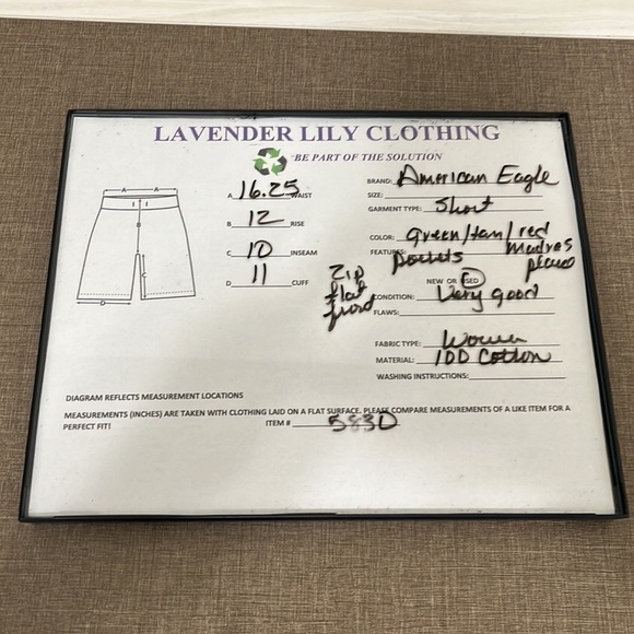 American‎ Eagle Madras Plaid Short Men's  Green & Tan 100% Cotton Inseam 10" - Picture 13 of 14